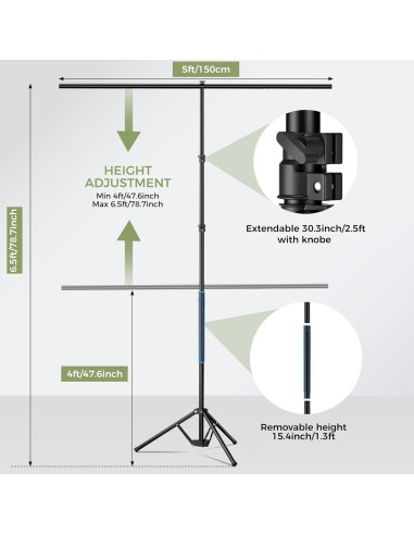 Kit de Fondo Verde EMART 1.52x1.98m con Soporte Plegable