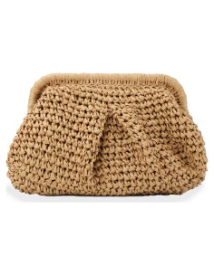 Bolso de paja Emprier para mujeres, tipo dumpling caqui