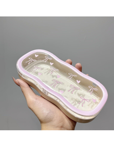 Estuche Duro para Gafas CasaPopz con Lazo Rosa 17.5x8x3 cm