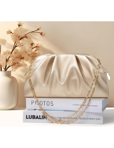 Bolso de mano lovyoCoCo oro champán, clutch elegante 22.8x12.7cm
