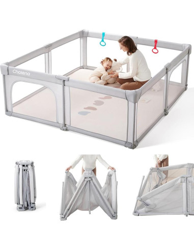 Parque Infantil Plegable Cholena 180x150cm Gris Claro