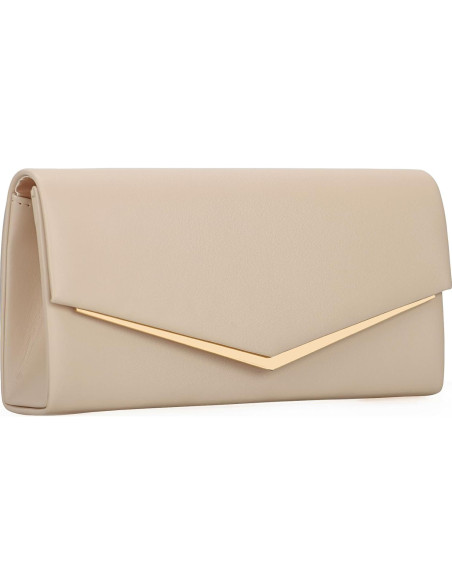 Bolso Clutch de Noche Venoline de Cuero Vegano Nude 22x11x5 cm Bolso Clutch de Noche Venoline de Cuero Vegano Nude 22x11x5 cm