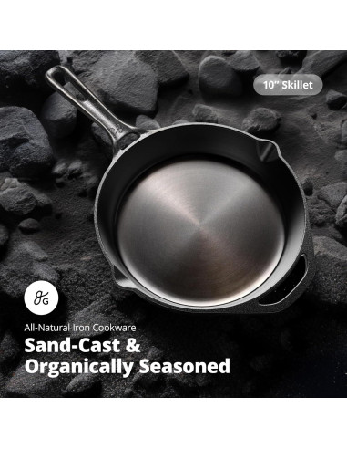Sartén de Hierro Fundido 10" Greater Goods Pre-Sazonada