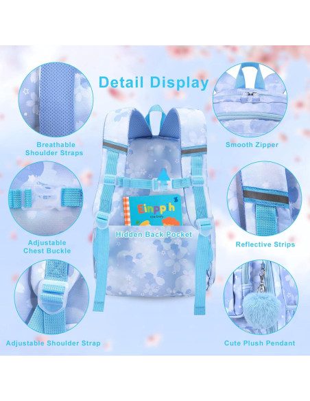 Mochila Escolar para Niñas Azul - Set 3 Piezas con Estuche Mochila Escolar para Niñas Azul - Set 3 Piezas con Estuche
