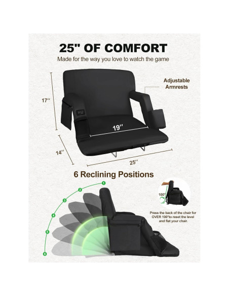 Asiento de Estadio Calentado Poderoso Xishan 25" Negro - 2 Unidades Asiento de Estadio Calentado Poderoso Xishan 25" Negro - 2 Unidades