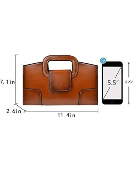Bolso Tote Vintage de Cuero PU para Mujeres - Marrón 29x6.5x18cm Bolso Tote Vintage de Cuero PU para Mujeres - Marrón 29x6.5x18cm