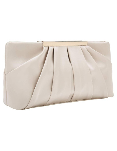 Bolso de Noche Charming Tailor Satén Pliegues Color Champán