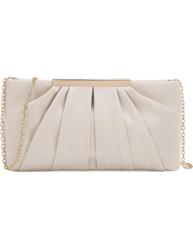 Bolso de Noche Charming Tailor Satén Pliegues Color Champán