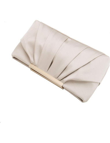 Bolso de Noche Charming Tailor Satén Pliegues Color Champán