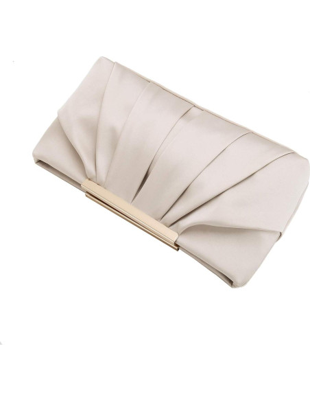 Bolso de Noche Charming Tailor Satén Pliegues Color Champán Bolso de Noche Charming Tailor Satén Pliegues Color Champán