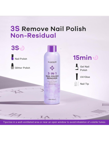 Removedor de Esmalte de Uñas Acetona Glamonade 236 ml Gel