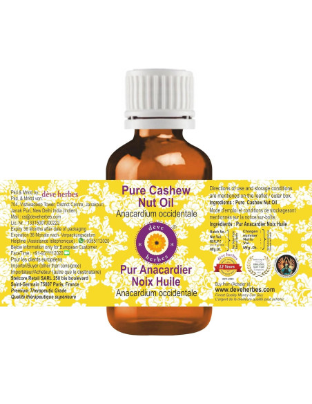 Aceite de Nuez de Anacardo Deve Herbes 5ml Puro y Ligero Aceite de Nuez de Anacardo Deve Herbes 5ml Puro y Ligero
