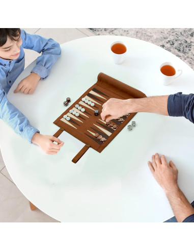Woodronic Juego 3 en 1 Ajedrez, Damas y Backgammon Plegable