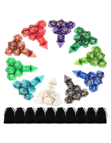 Juego de Dados Poliedricos Awpeye 70 Piezas DND RPG