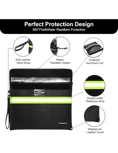 Bolsa Ignífuga ZYMMYZ Mediana con Cerradura y Cremallera