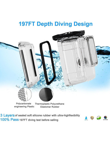 FiTSTILL Funda Impermeable para GoPro Hero 12/11/10/9 Negra