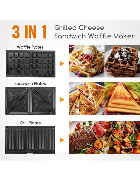 Sandwichera Aigostar 3 en 1 Grill Waffle 750W Antiadherente Sandwichera Aigostar 3 en 1 Grill Waffle 750W Antiadherente