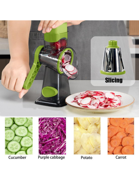 Rallador de Queso Rotatorio BNUNWISH 3 Cuchillas Acero Inoxidable Rallador de Queso Rotatorio BNUNWISH 3 Cuchillas Acero Inoxidable