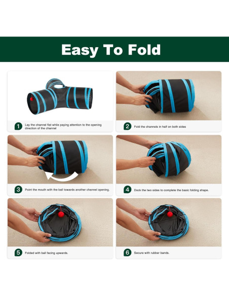 Túnel para Gatos Love's Cabin 3 Vías Plegable Azul Túnel para Gatos Love's Cabin 3 Vías Plegable Azul