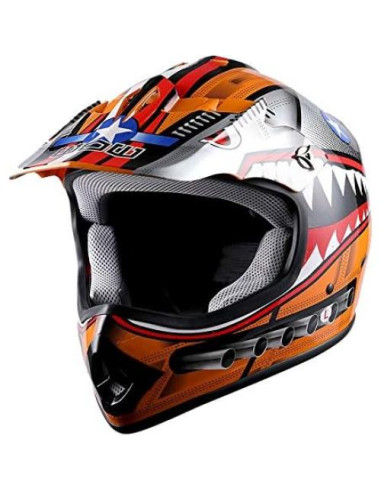 Casco Motocross Kids Power Gear HBOY Shark Naranja S