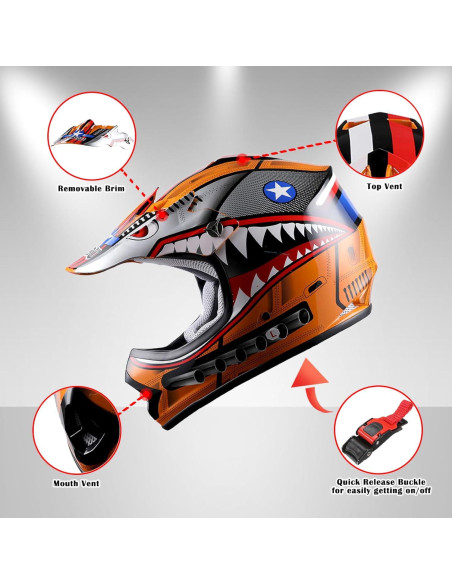 Casco Motocross Kids Power Gear HBOY Shark Naranja S Casco Motocross Kids Power Gear HBOY Shark Naranja S