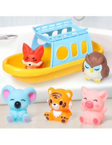 Set de Juguetes de Baño Oriate con Barco y 5 Títeres de Dedo