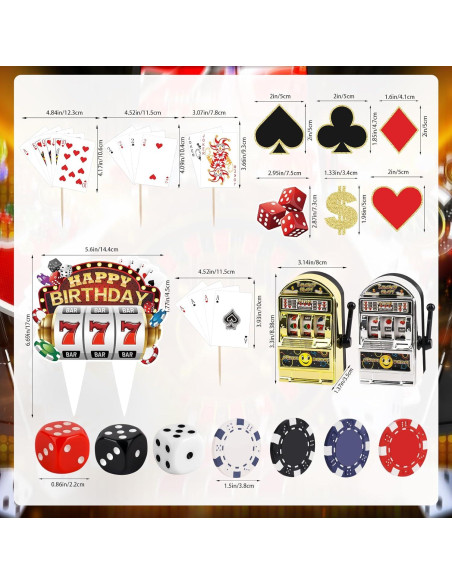 Set de Decoraciones para Pasteles Hooqict Casino 24 Piezas Set de Decoraciones para Pasteles Hooqict Casino 24 Piezas