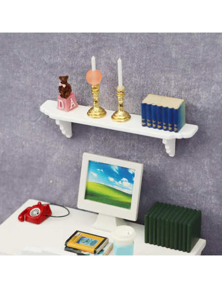 Estante de Pared Miniatura Blanca BWESOO para Casa de Muñecas Estante de Pared Miniatura Blanca BWESOO para Casa de Muñecas
