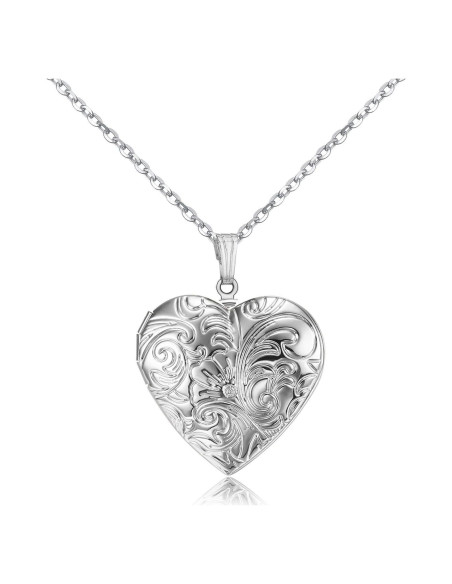 Collar Locket YOUFENG Corazón Plata 45cm con Imágenes Collar Locket YOUFENG Corazón Plata 45cm con Imágenes