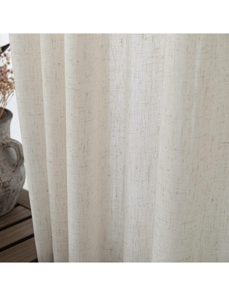 Cortinas KOUFALL 152x243 cm Lino Transparente Natural Pack 2 Cortinas KOUFALL 152x243 cm Lino Transparente Natural Pack 2