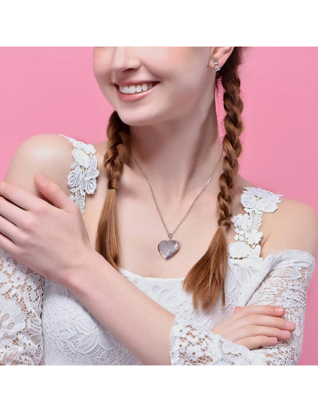 Collar Locket YOUFENG Corazón Plata 45cm con Imágenes Collar Locket YOUFENG Corazón Plata 45cm con Imágenes