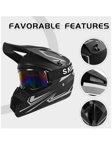 Casco de Motocross TIANDU HUANYING2024513 Set 4 Piezas