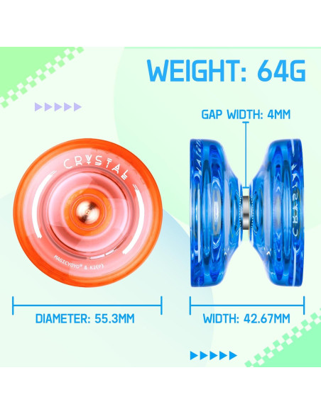 Yoyo MAGICYOYO K2 Cristal Paquete de 3 para Niños y Adultos Yoyo MAGICYOYO K2 Cristal Paquete de 3 para Niños y Adultos