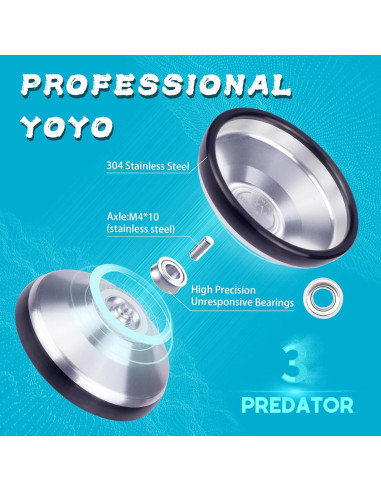 Yoyo Profesional Hksod Predator 3 No Responsivo Plata y Negro