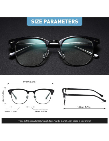 Gafas Anti Luz Azul AOMASTE Media Montura UV Claro