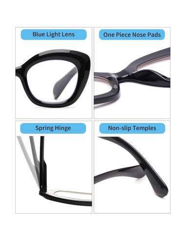 Gafas de lectura JM Cat-Eye para mujeres - 3 pares con filtro UV