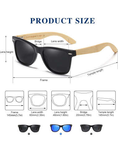 Gafas de sol DUCO de madera de nogal con lentes polarizados