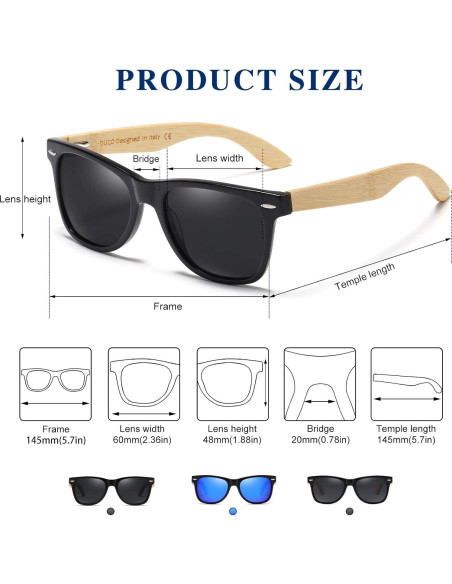 Gafas de sol DUCO de madera de nogal con lentes polarizados Gafas de sol DUCO de madera de nogal con lentes polarizados
