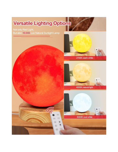 Lámpara de Noche Roja Aoife S9 Luz Luna 670nm Carga USB