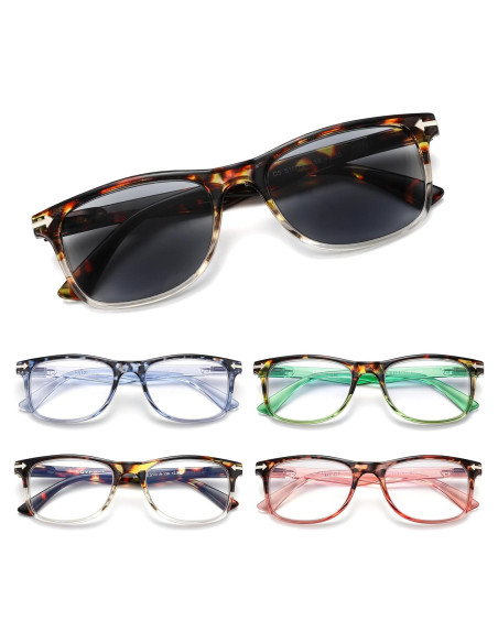Pack de 5 Gafas de Lectura Cuadradas con Bloqueo Luz Azul Pack de 5 Gafas de Lectura Cuadradas con Bloqueo Luz Azul