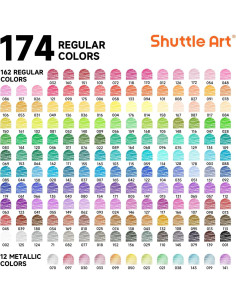 Set de Lápices de Colores 174 Colores Shuttle Art con Accesorios 2
