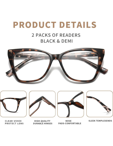 Gafas de lectura LKEYE ojo de gato 4.0D UV400 2 pares Gafas de lectura LKEYE ojo de gato 4.0D UV400 2 pares