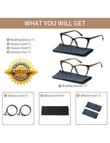 Gafas de lectura LKEYE ojo de gato 4.0D UV400 2 pares