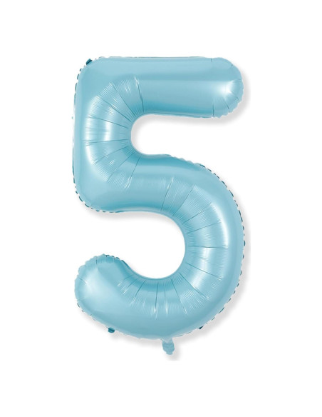 Globo de Número 5 Azul Perlado 101,6 cm para Cumpleaños Globo de Número 5 Azul Perlado 101,6 cm para Cumpleaños