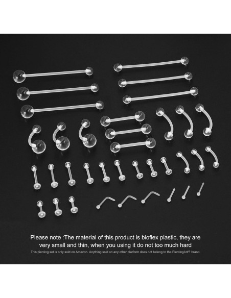 Set 36 Retenedores de Piercing Transparentes Bioflex Hipoalergénicos Set 36 Retenedores de Piercing Transparentes Bioflex Hipoalergénicos