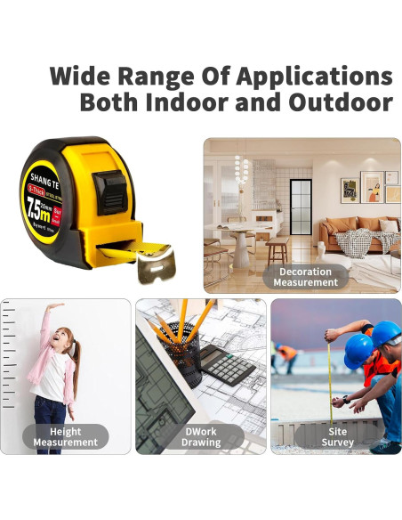 Cinta Métrica 7.6m Yekepal Retráctil con Bloqueo Automático Cinta Métrica 7.6m Yekepal Retráctil con Bloqueo Automático