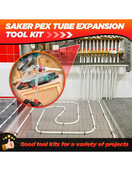 Kit de Herramienta de Expansión PEX Saker SD-F1960 3 Cabezas Kit de Herramienta de Expansión PEX Saker SD-F1960 3 Cabezas
