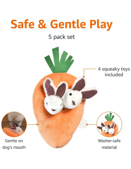 Juguete de peluche interactivo para perros Amazon Basics 5 piezas Juguete de peluche interactivo para perros Amazon Basics 5 piezas