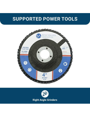 Discos de Aleta de Zirconia 4" Benchmark Abrasives 40 Grano - Paquete de 10