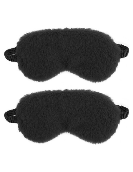 2 Pcs Máscaras de Ojos Terciopelo Negro Suave para Dormir 2 Pcs Máscaras de Ojos Terciopelo Negro Suave para Dormir